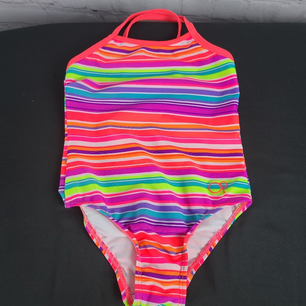 OP Girls striped One Piece Swim Suit 18m